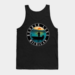 Bunker Lake Fishing Michigan Sunset Tank Top